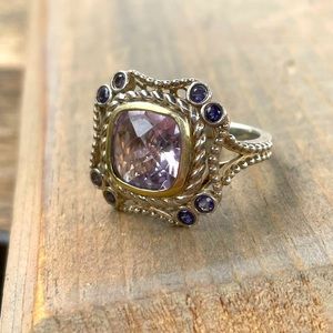 Sterling Silver, Iolite & Amethyst Ring